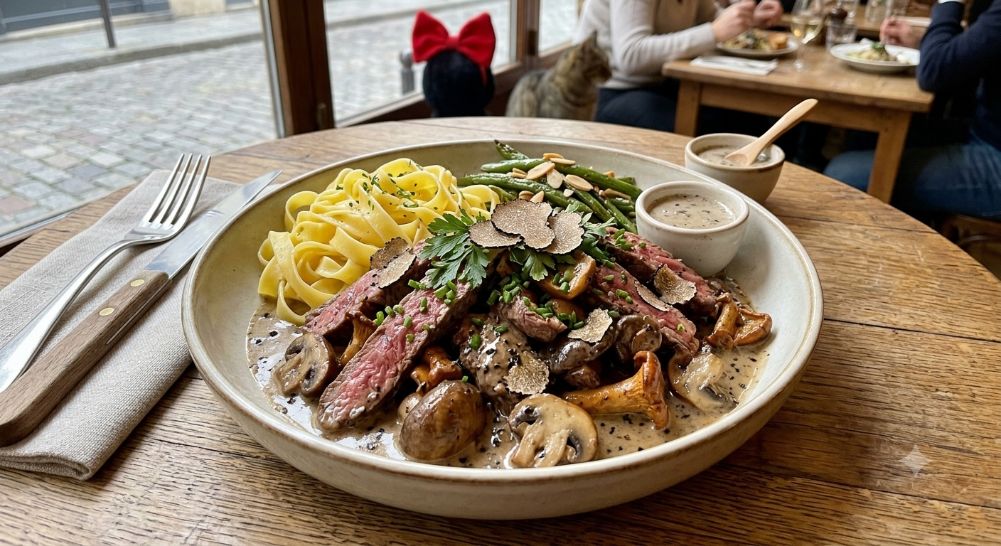 Emincé de bœuf champignon à la crème de truff