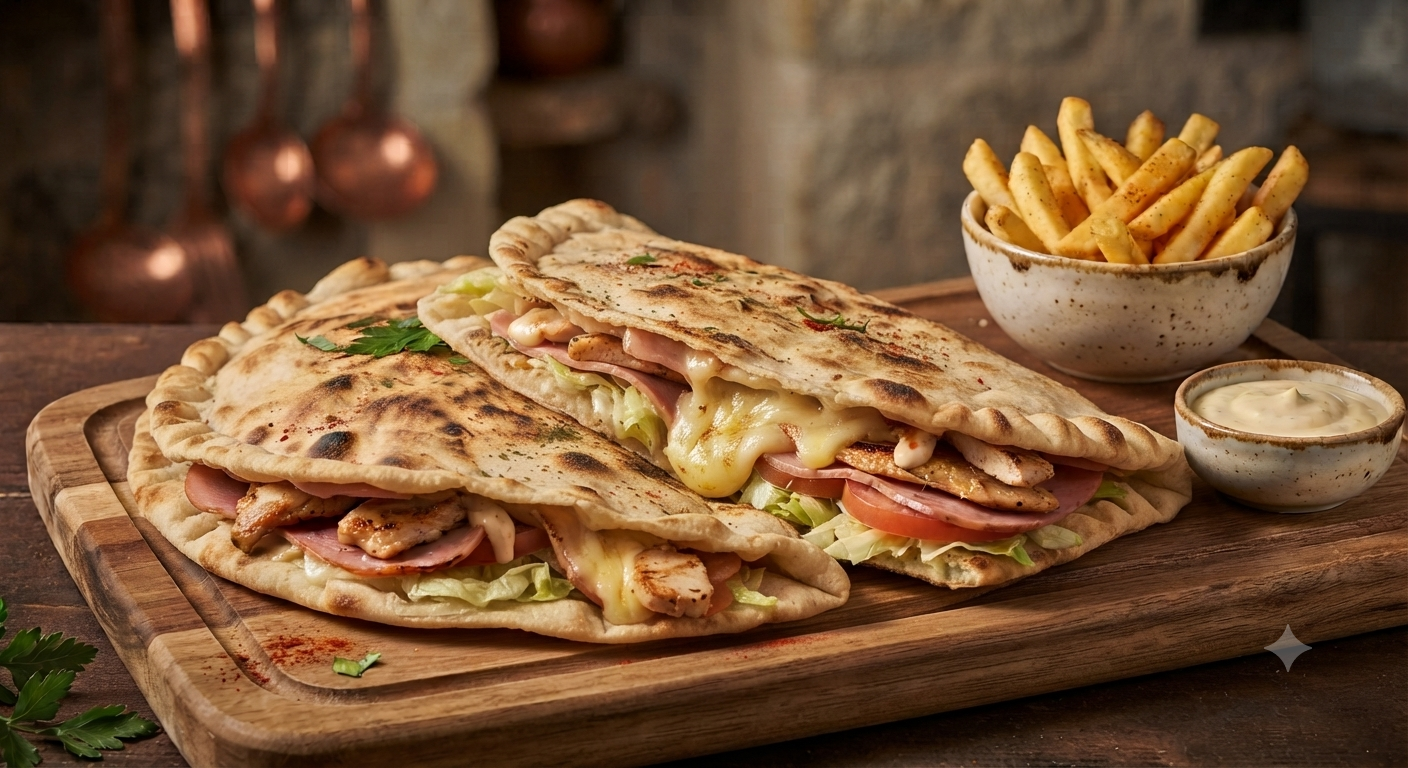 Makloub escalope grillé, Jambon, Gruyère