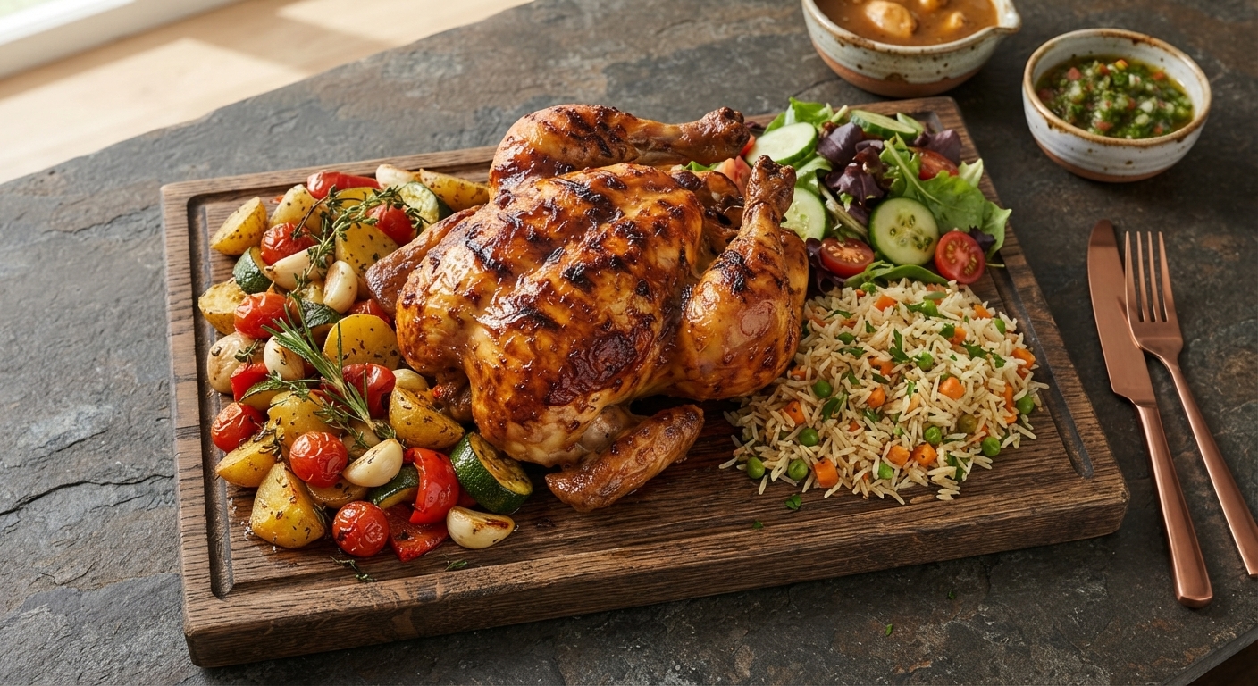 Poulet grillé avec garniture