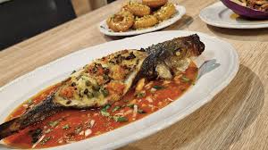 Filet de loup farci au crevettes sauce vierge