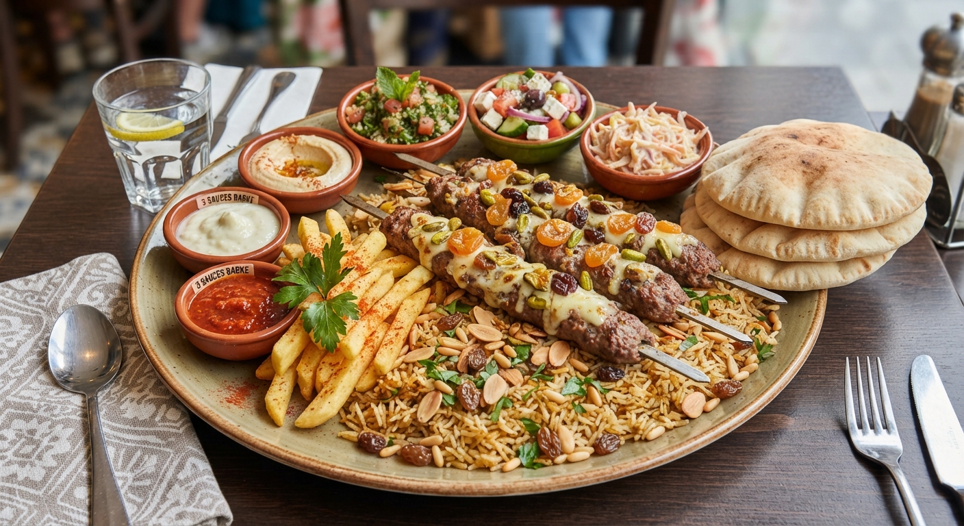 Plat Kebab Royal (Kebab, Fromage, Fruits Secs)