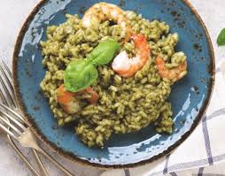 Risotto pesto crevettes artichauts